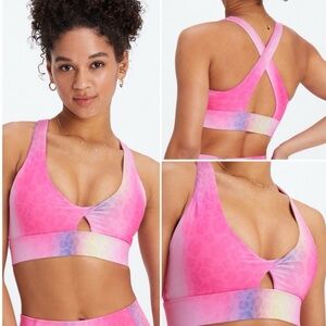 NWT Fabletics Oasis Twist Sports Bra Ombre Leopard Small